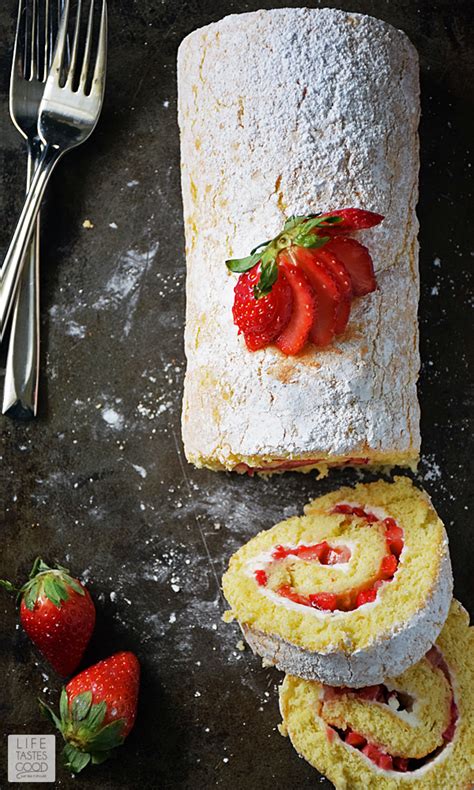 Strawberry Jelly Roll Cake Recipe | Life Tastes Good