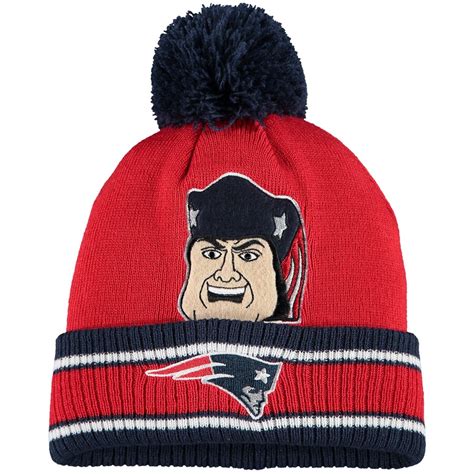 Preschool Red New England Patriots Mascot Cuffed Knit Hat with Pom