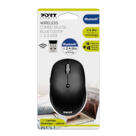 Port Connect 1600 DPI Bluetooth & Wireless Dual Connectivity Mouse - GeeWiz