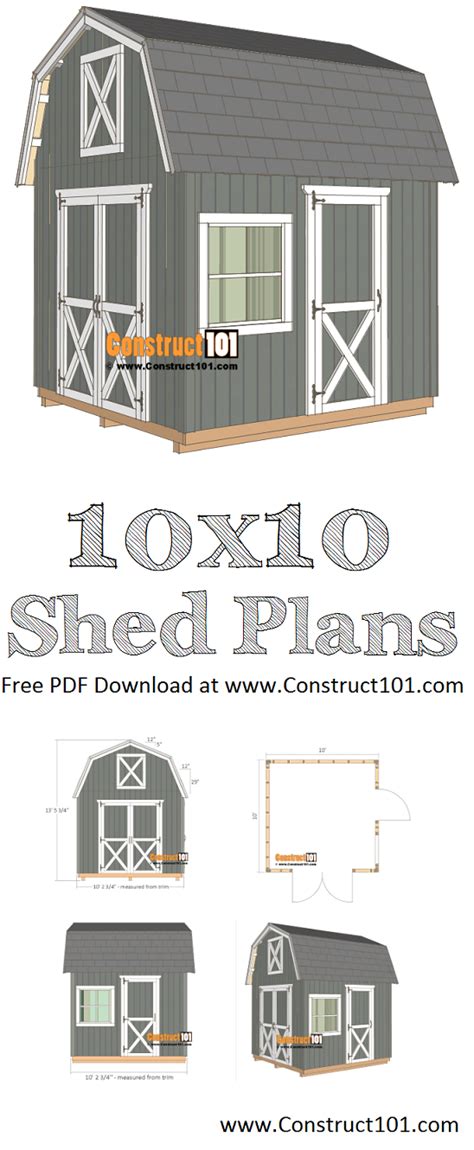 10x10 Barn Shed Plans - PDF Download - Construct101