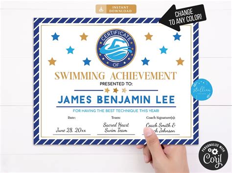 EDITABLE Swim Team Award Certificates Swimming Awards - Etsy