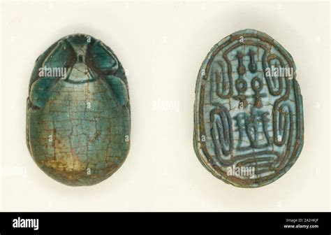 Scarab: Hieroglyphs (nfr-signs, anx-signs, Dd-signs), Middle Kingdom–Second Intermediate Period ...