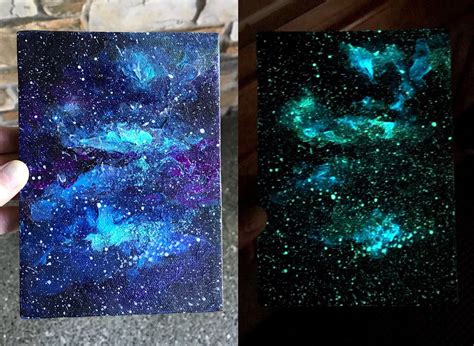 Galaxy Painting Glow in the Dark Painting Canvas Art Cosmos | Etsy ...