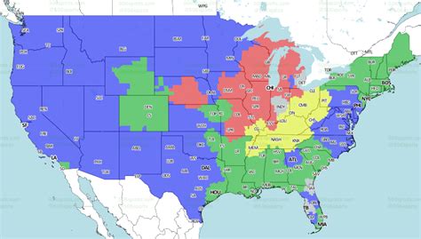 Green Bay @ Chicago Broadcast Map (Packers game in red) : r/GreenBayPackers