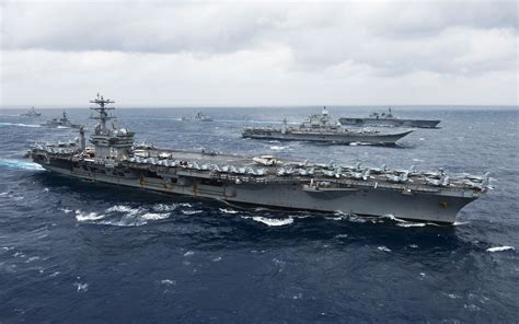 USS Nimitz, CVN-68, American aircraft carrier, along with INS ...