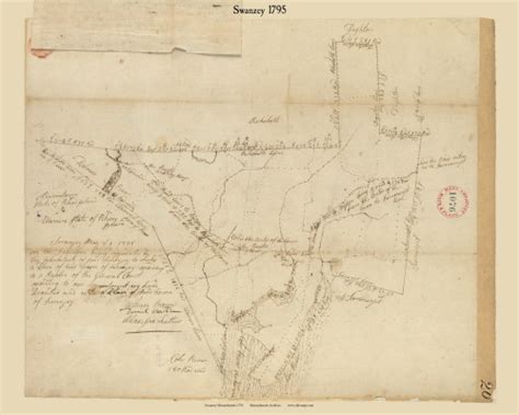 Swanzey Swansea, Massachusetts 1795 Old Town Map Reprint - Roads Place ...