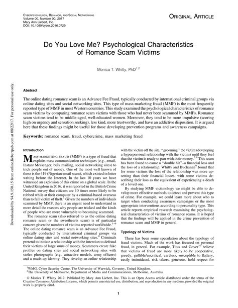 (PDF) Do You Love Me? Psychological Characteristics of Romance Scam Victims