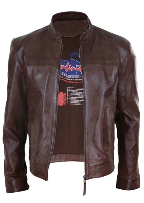 Lear Leather Classic Men's Biker Style Jacket - Brown: Buy Online ...