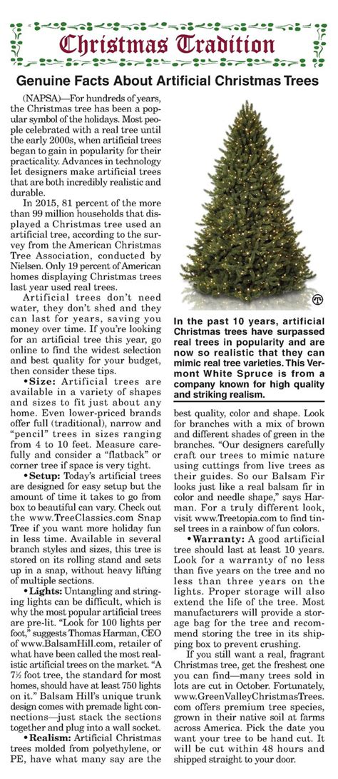 Genuine Facts About Artificial Christmas Trees | North American Precis Syndicate, Inc.