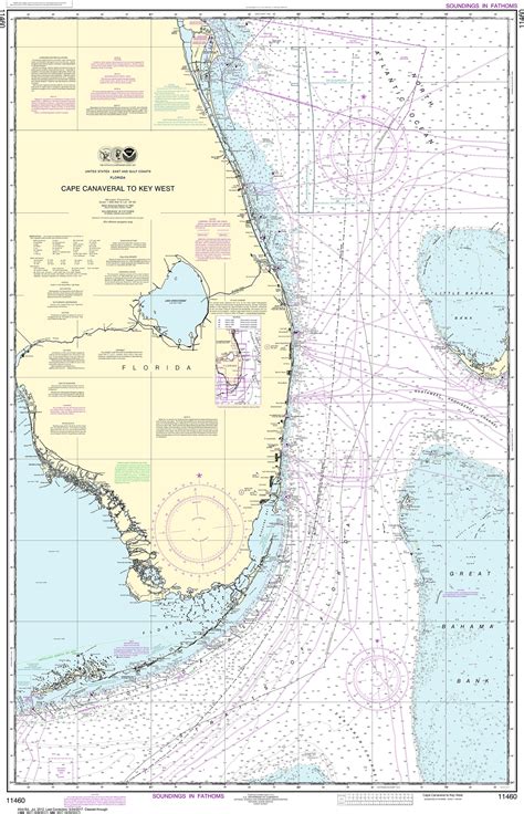 NOAA Nautical Chart - 11460 Cape Canaveral to Key West