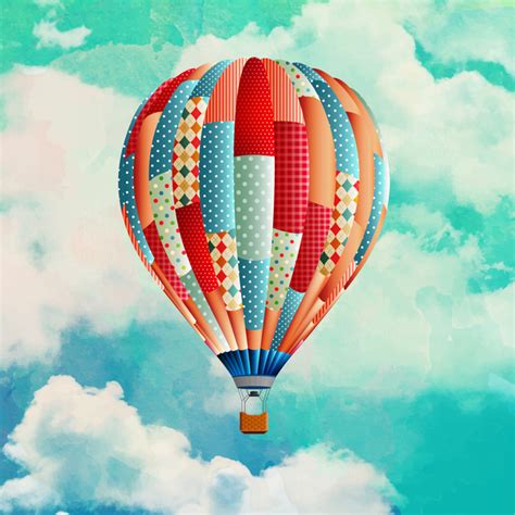 Colored realistic drawing of balloon flying on sky Free vector in Adobe ...