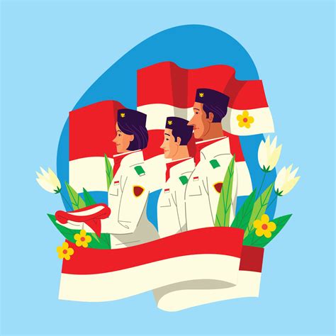 Paskibraka with Indonesian National Flag 7329104 Vector Art at Vecteezy