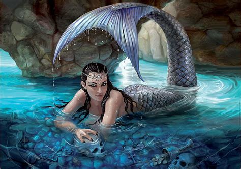 Mermaid, girl, luminos, siren, frumusete, anne stokes, water, fantasy, vara, HD wallpaper | Peakpx