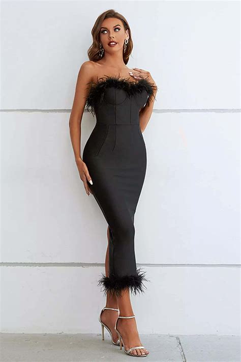 Feather Dress | Party Dress | Black Dress