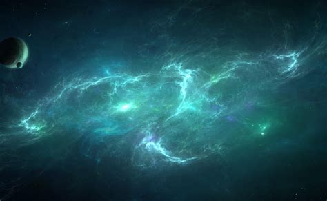 HD wallpaper: teal nebula galaxy wallpaper, planets, light, swirl ...