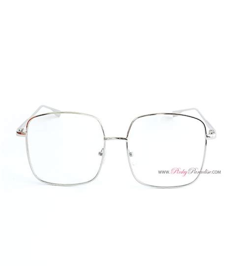 Square Metal Frame Clear Glasses | PinkyParadise