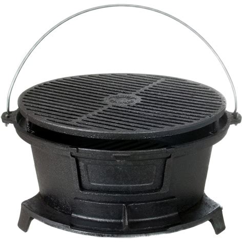 Cajun Cookware Round Seasoned Cast Iron Charcoal Hibachi Grill ...