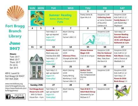 June Calendar of Events - Fort Bragg Library