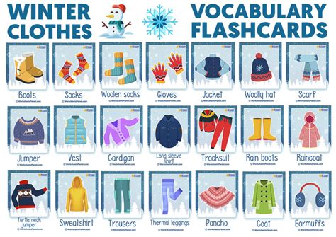 Winter Clothes Vocabulary Flashcards | Learning English