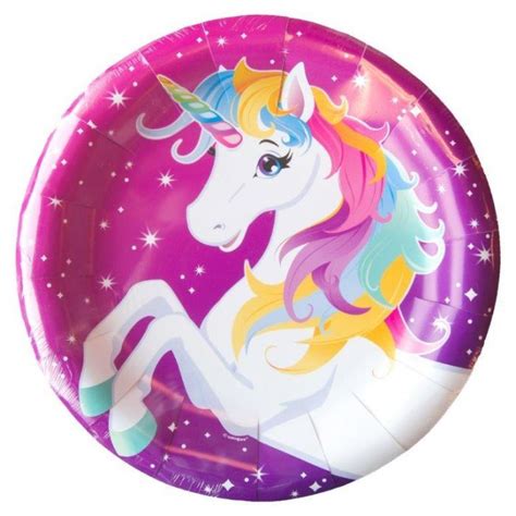 Dazzling Unicorn Birthday Paper Plates - Unicorn Party Supplies | Rainbow unicorn birthday party ...