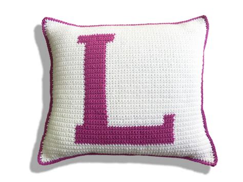 Letter L Crochet Pillow Pattern Monogram Initial Pillow - Etsy