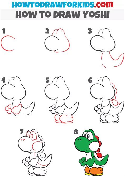 How to Draw Yoshi - Easy Drawing Tutorial For Kids in 2022 | Yoshi drawing, Disney drawing ...