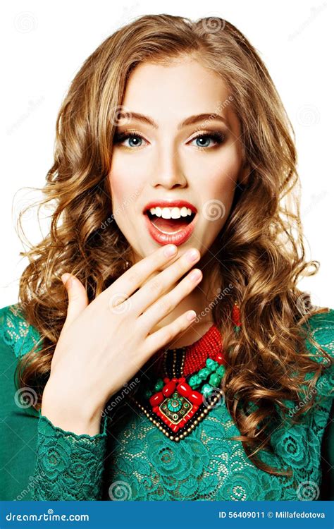 Fashion Portrait of Happy Surprised Woman. Laughing Girl Stock Image ...