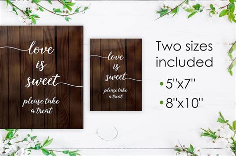 Rustic Dessert Table Sign Template for Wedding Love is Sweet - Etsy