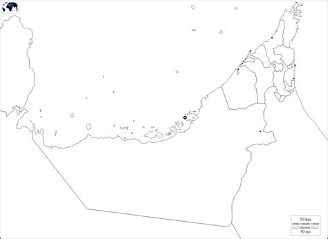 Printable Blank UAE Map with Outline, Transparent Map