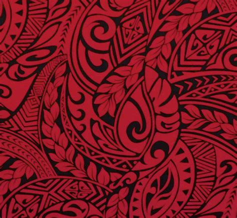 Polynesian Tapa Fabric Tattoo Pattern, Red Black, Fabric for Crafting ...