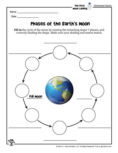 Moon Phases Worksheet Pdf - Wordworksheet.com