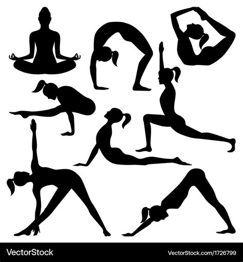 Silhouettes of yoga positions Royalty Free Vector Image