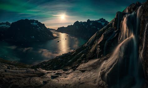 nature, Landscape, Photography, Mountains, Waterfall, Snow, Fjord, Moonlight, Starry night ...