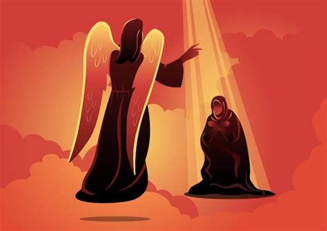 Premium Vector | An illustration of angel visits mary. the annunciation ...