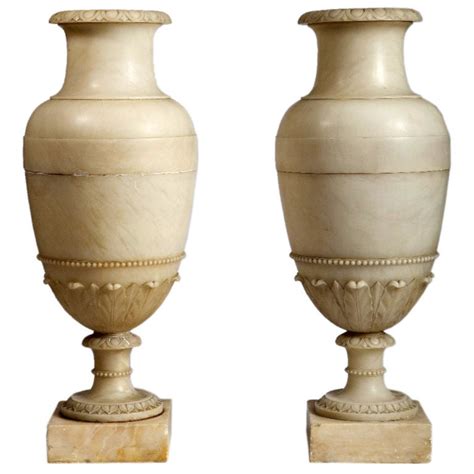 Pair of Large Neoclassical Alabaster Vases at 1stdibs