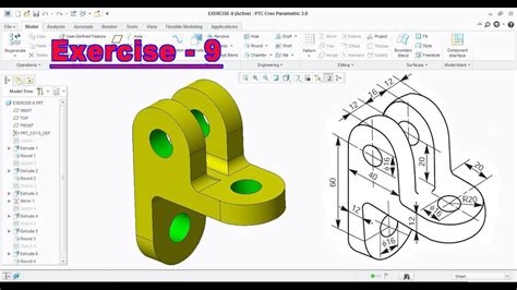 Creo Tutorial for Beginner Exercise - 9 || How to Mirror and Sketch of 2D Drawing in 3D - YouTube