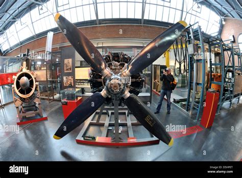 Parts of an aeroplane engine can be seen in a special exhibition in the ...