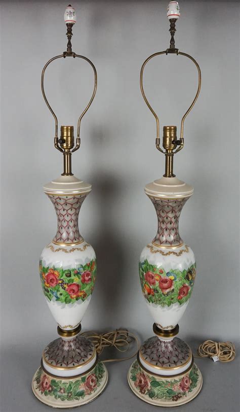 Lot - PAIR OF ENAMELED GLASS VASES, NOW MOUNTED AS TABLE LAMPS