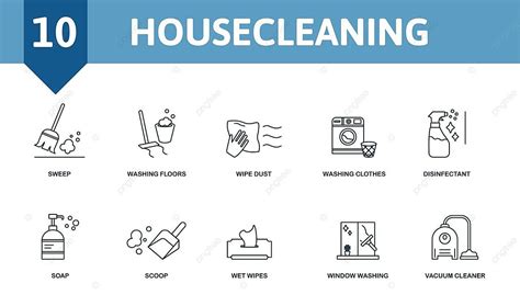 Icon Set For House Cleaning Editable Icons For Sweeping Dusting ...