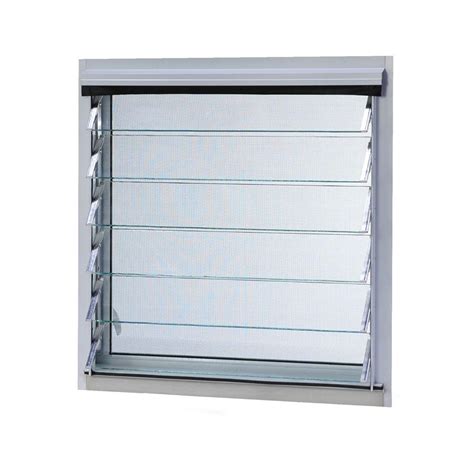 TAFCO WINDOWS 36 in. x 17.375 in. Jalousie Utility Louver Awning Aluminum Screen Window in White ...