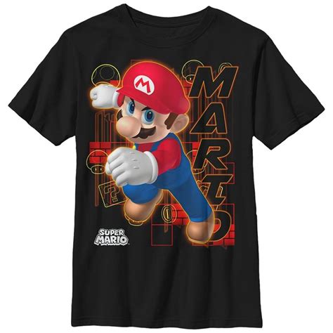 Nintendo Boys' Mario Determination T-Shirt Black - CB12N77NYEI | Mario shirt, Super mario ...