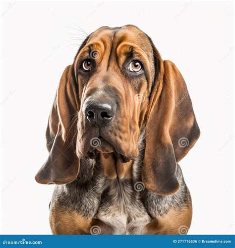 Cute Nice Dog Breed Bloodhound with Big Ears Isolated on White Close-up ...