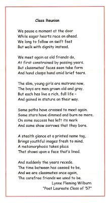 Lynne's+poem.JPG 210×400 pixels | 50th class reunion ideas, Class reunion, Reunion