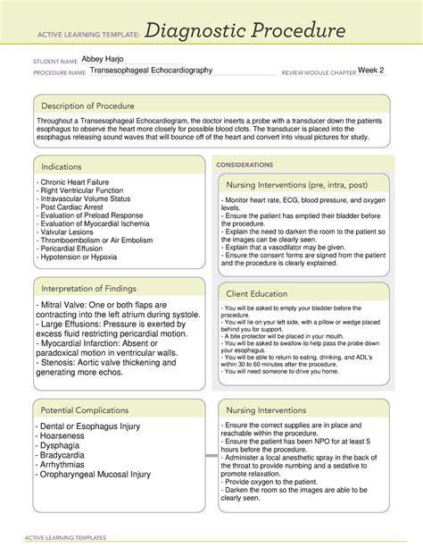 Ati Diagnostic Procedure Template