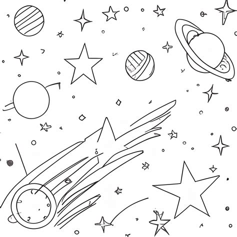Outer Space Stars Coloring Page · Creative Fabrica