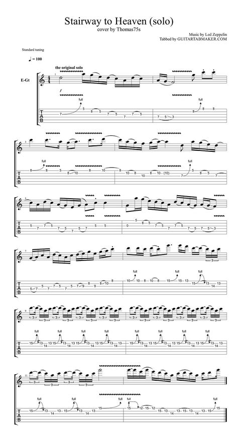 Led Zeppelin - Stairway to Heaven solo tab - pdf guitar tab - guitar pro tab download - electric ...