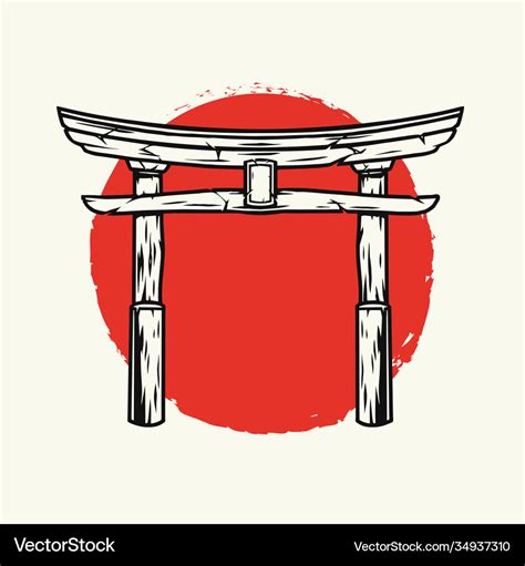 Japanese torii gate template Royalty Free Vector Image