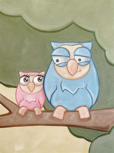 Daddy Owl And Daughter Painting by Bradley Stivers