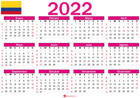 Calendario 2022 Para Imprimir Pdf Gratis Colombia - IMAGESEE