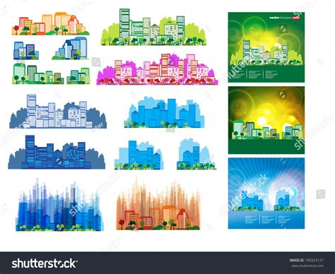 Big Set Vector City Skyline Stock Vector (Royalty Free) 190324127 | Shutterstock